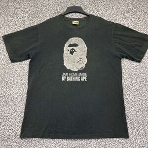 BAPE A Bathing Ape Shirt Men XXL Black‎ Short Sleeve Crew Neck Cotton 2XL